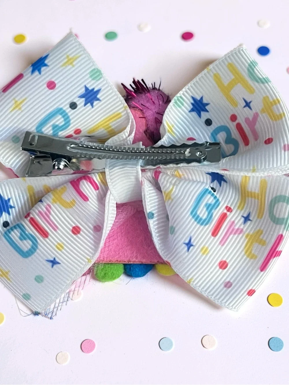 Boutique 3rd Birthday Pink Tulle Glitter Party Hat Hair Bow Clip